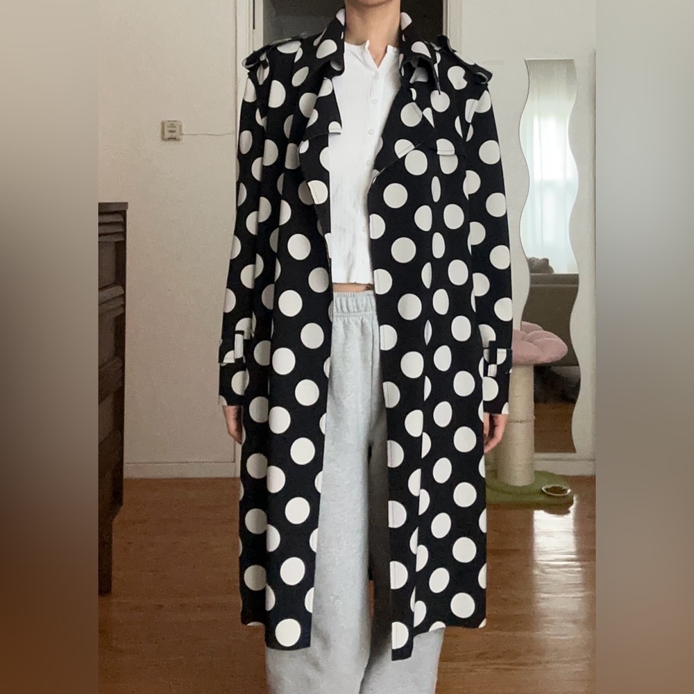Vintage Norma Kamali polka dot trench coat